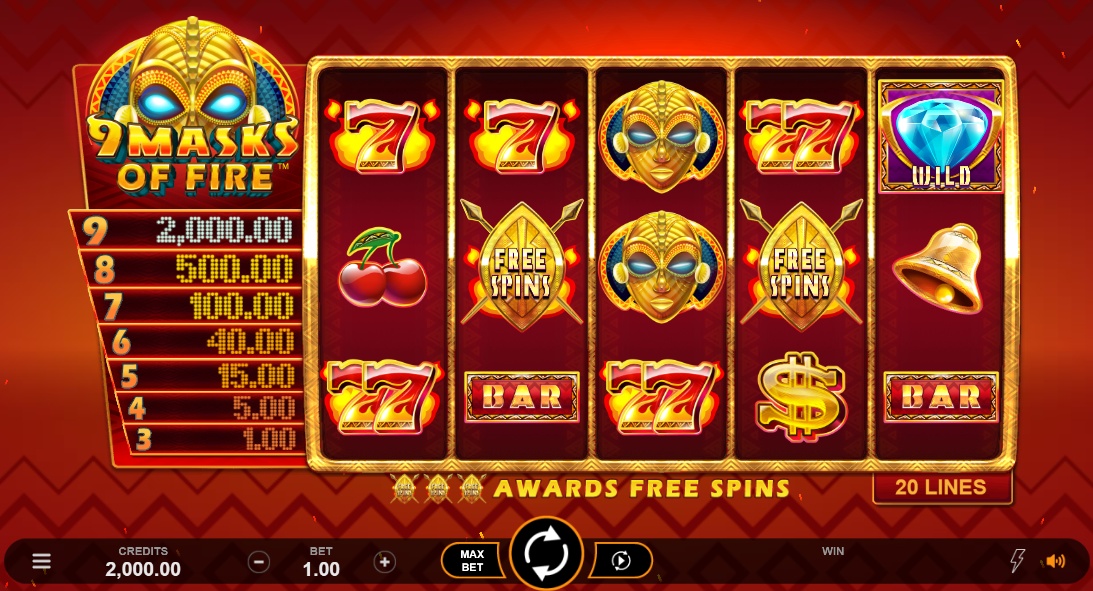 Try out Microgaming's 9 Masks of Fire slot for free