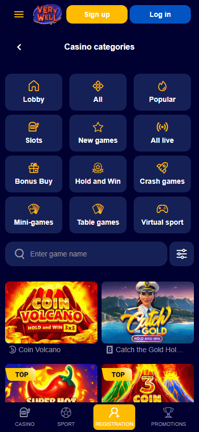 Verywell Casino Mobile App Game Gallery