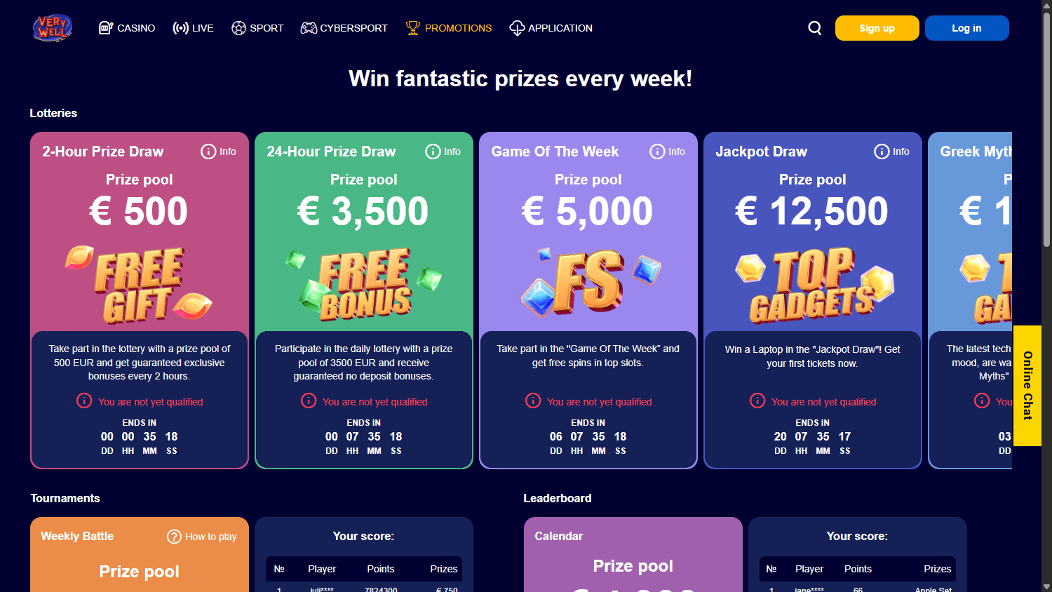Verywell Casino Promotions Interface
