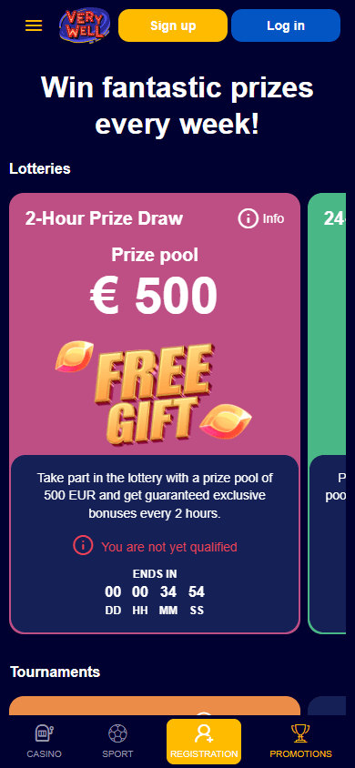 Verywell Casino promotions mobile interface