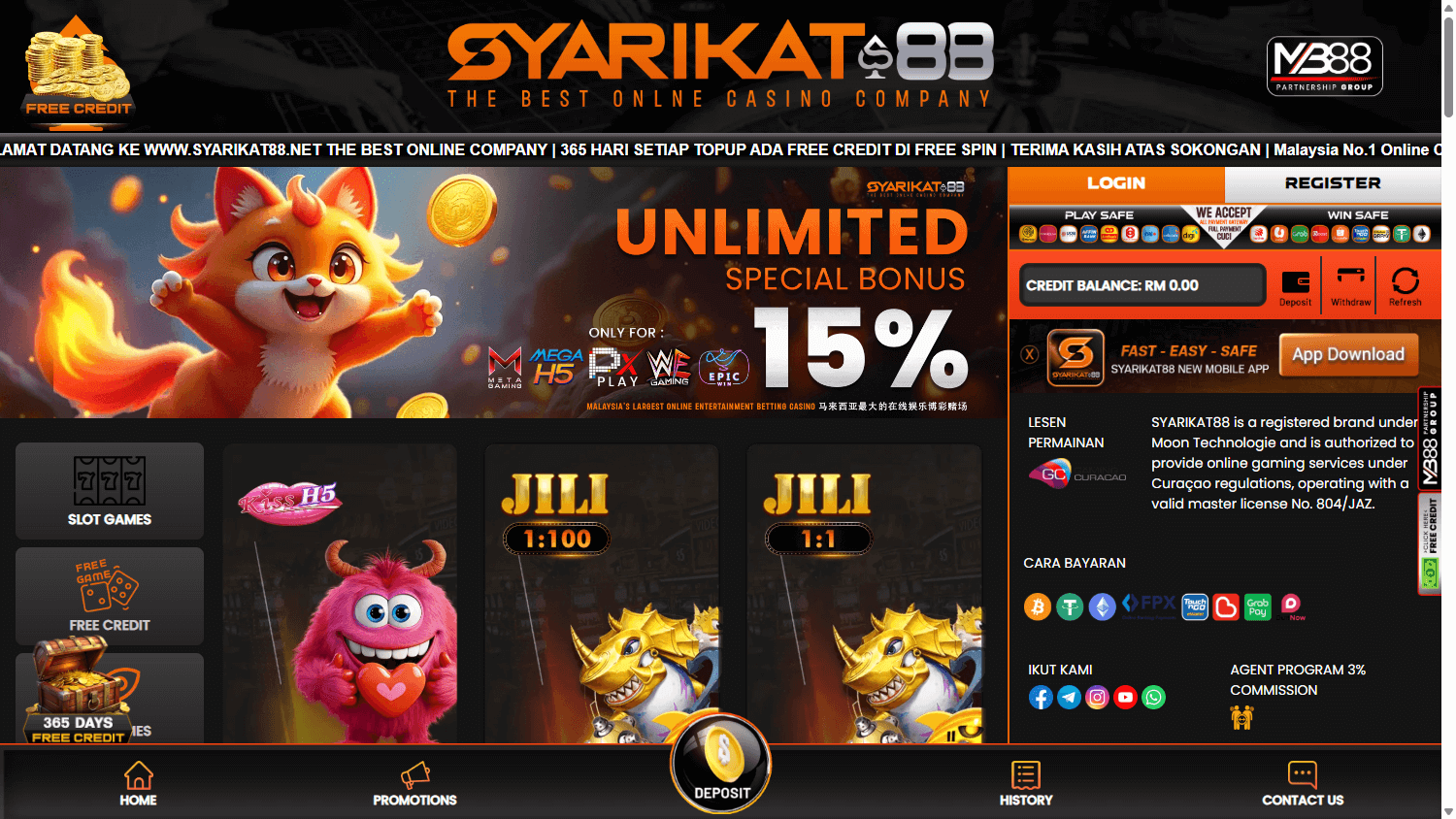 Syarikat88_Casino_homepage_desktop