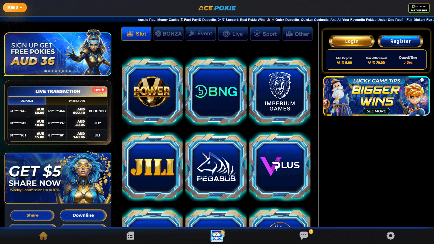 AcePokie_Casino_homepage_desktop