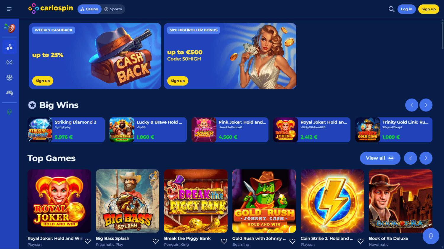 Carlospin_Casino_homepage_desktop