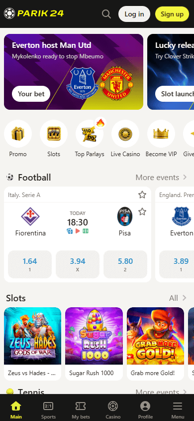 Parik24_Casino_homepage_mobile