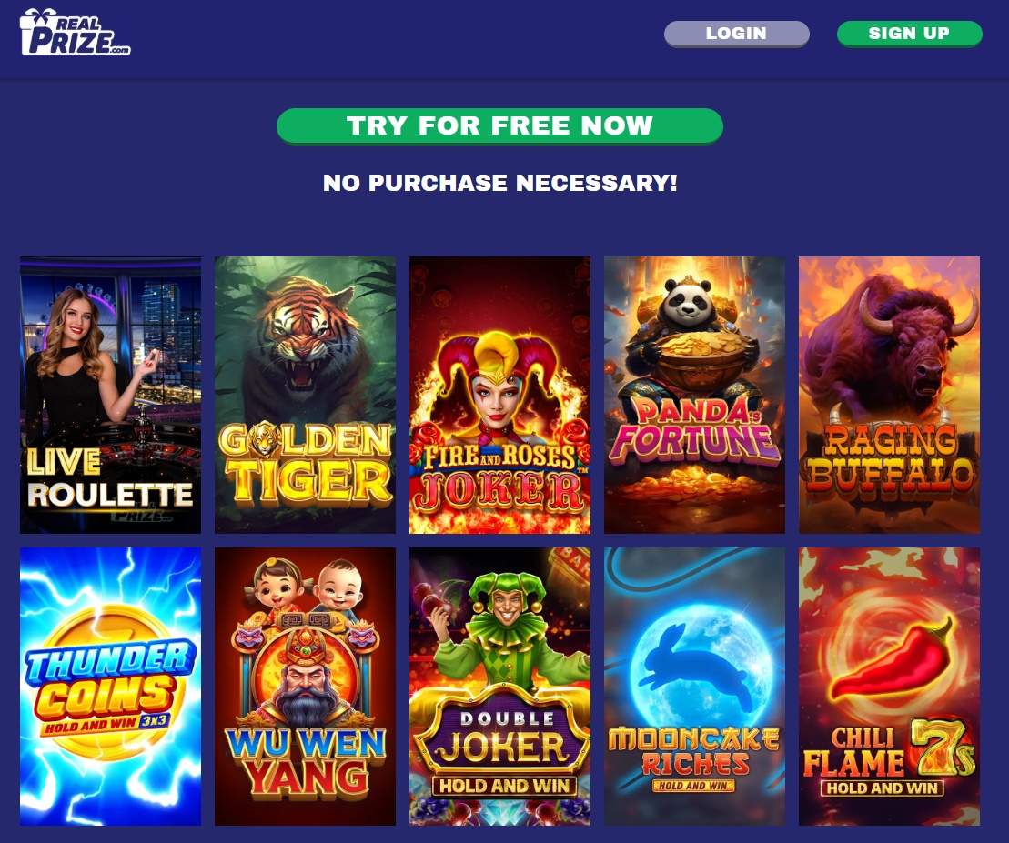Online casino games available at RealPrize casino
