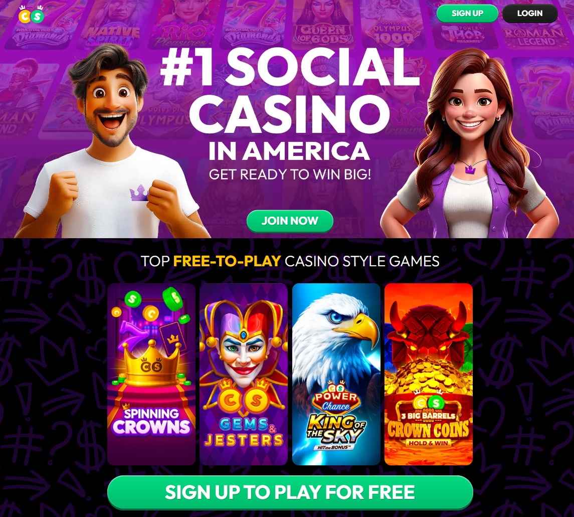 Play for free at Crown Coins casino in the US