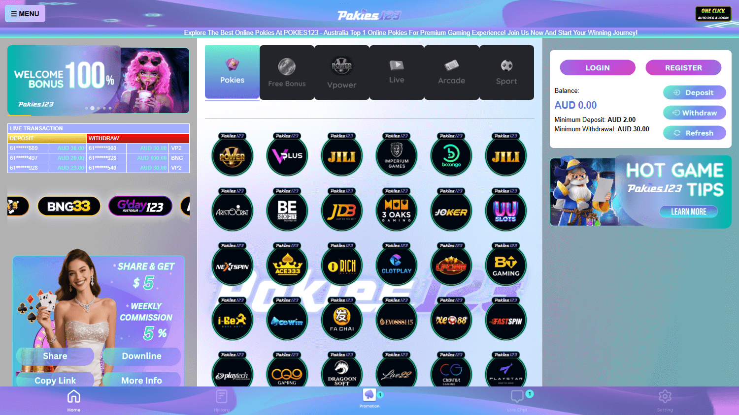 Pokies123_Casino_homepage_desktop