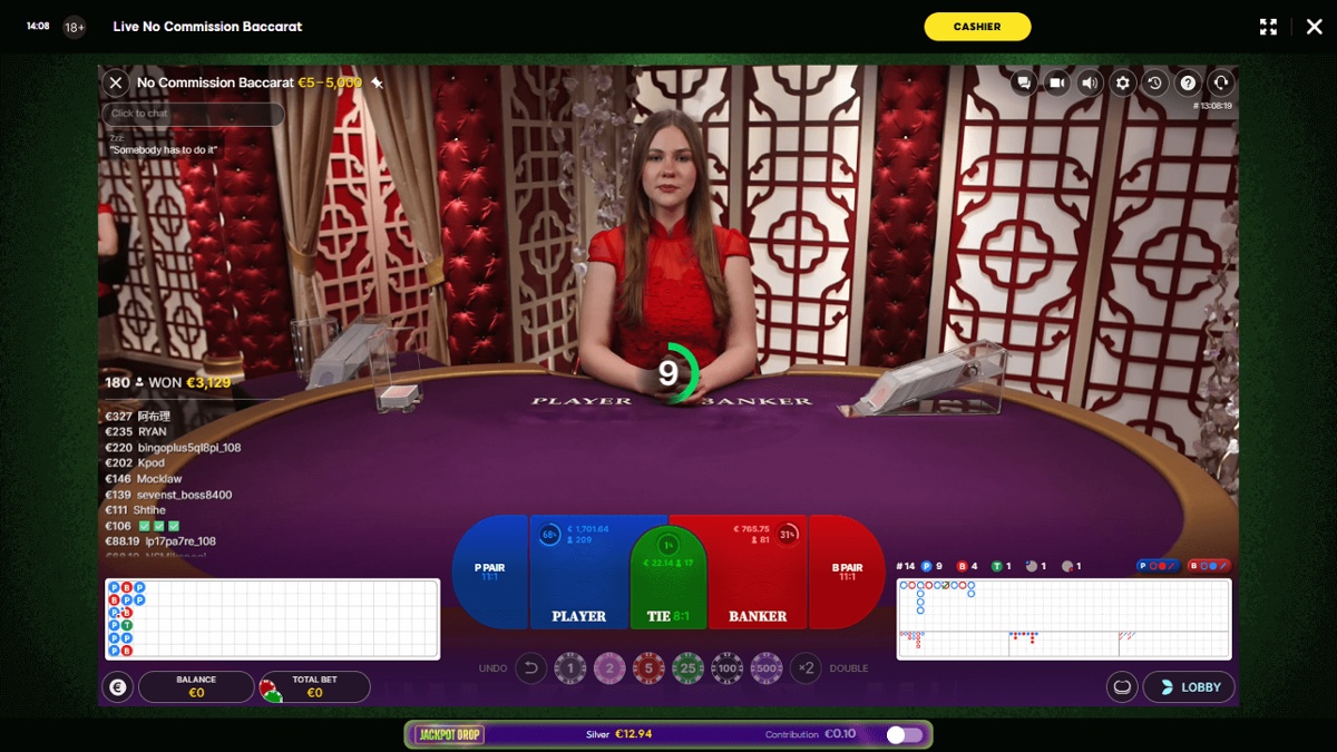 Live no commision baccarat for US players on desktop