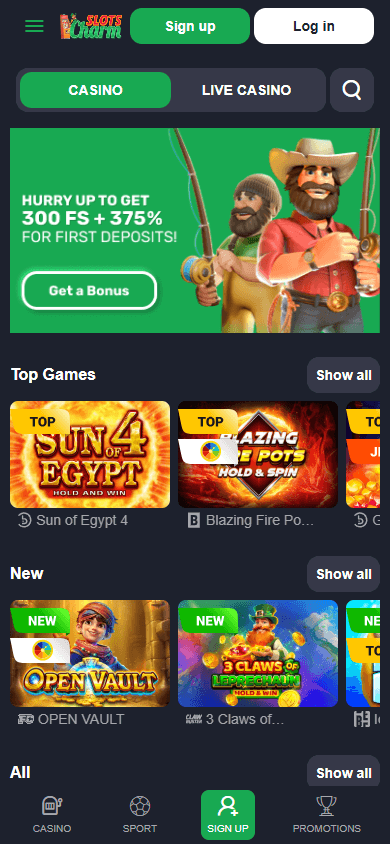 Slots_Charm_Casino_homepage_mobile