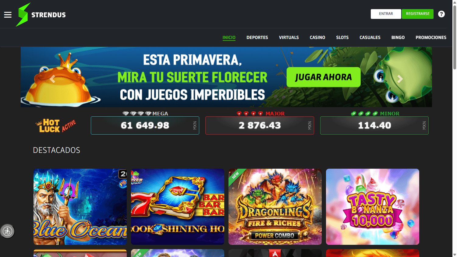 Strendus_Casino_homepage_desktop