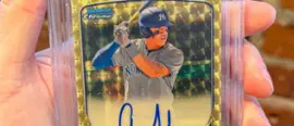 Aaron Judge's 2013 Bowman Chrome autographed Superfractor is now the most expensive known modern baseball card - Courtesy of Fanatics Collect