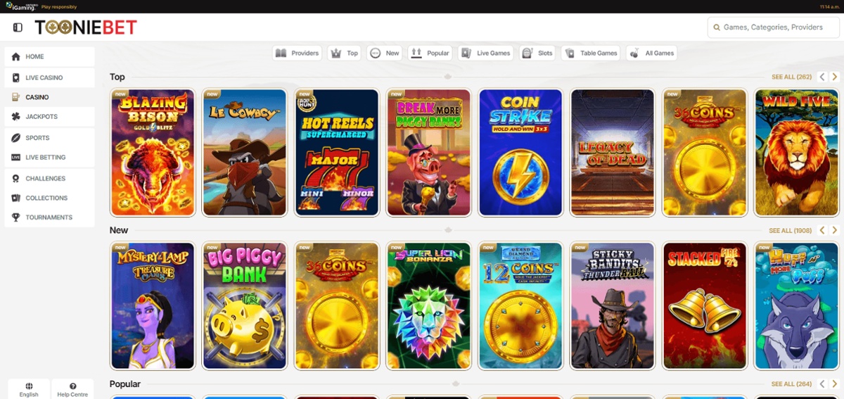 Tooniebet is a top Ontario online casino