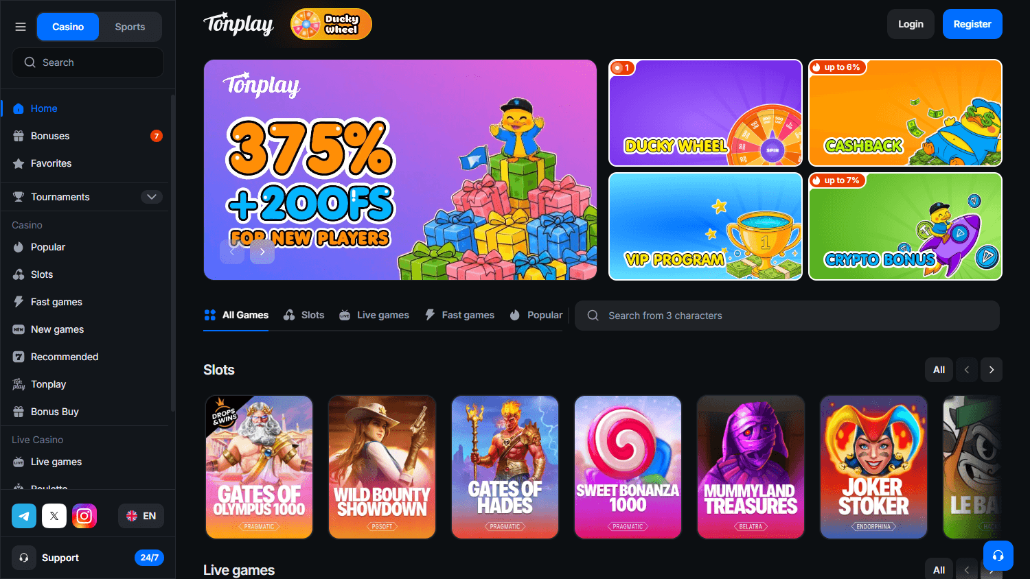 Tonplay_Casino_homepage_desktop