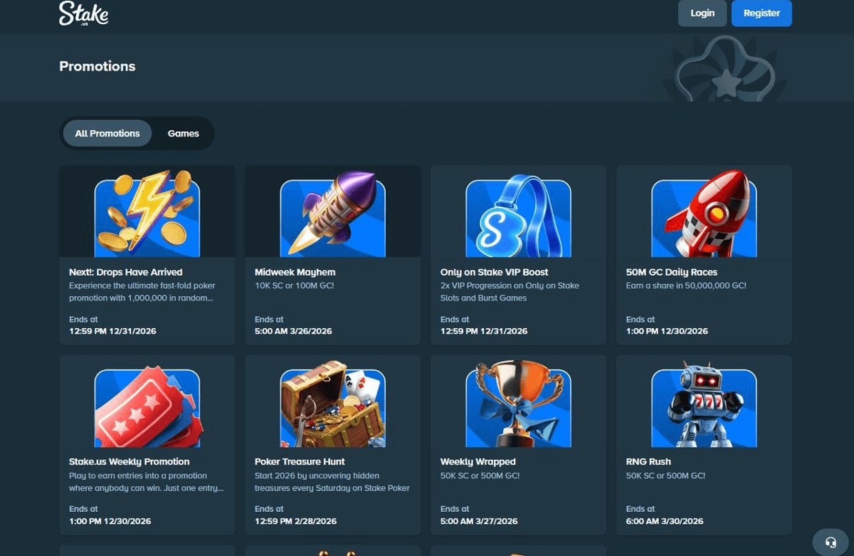 the free spins promos available at stake.us online casino