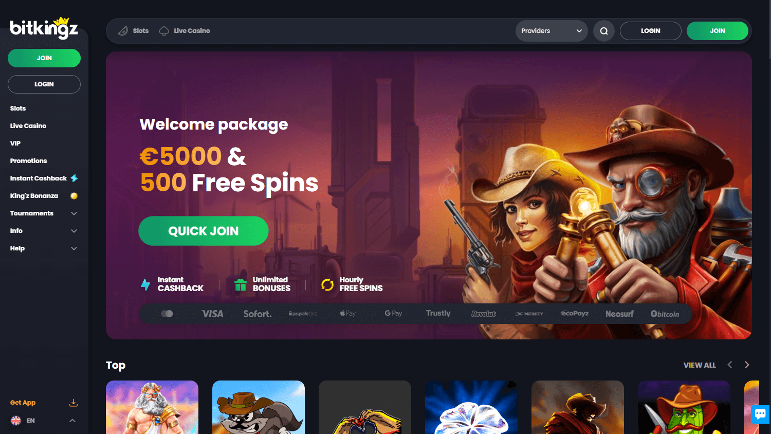 bitkingz_casino_homepage_desktop