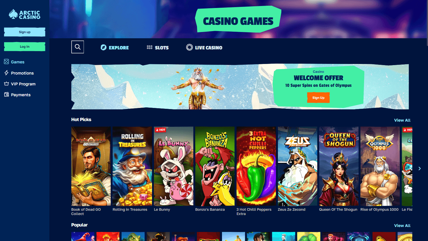 Arctic bets casino login
