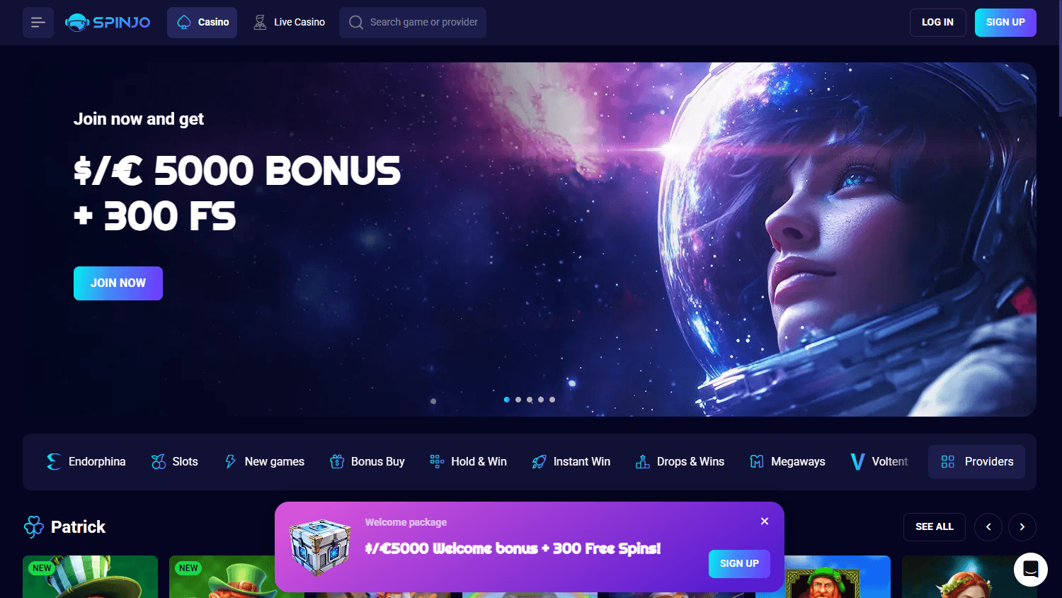 SpinJo_Casino_homepage_desktop