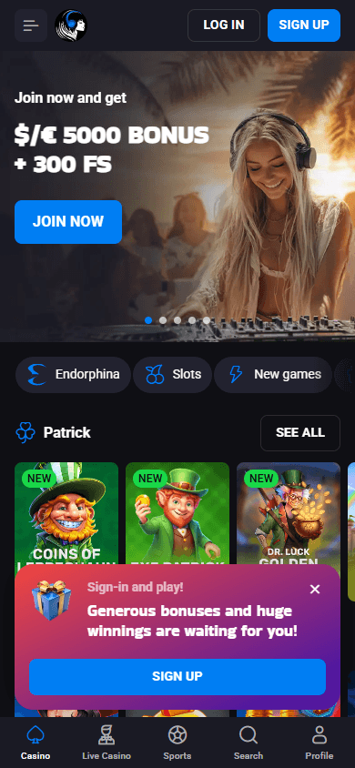 LuckyVibe Casino mobil hjemmeside