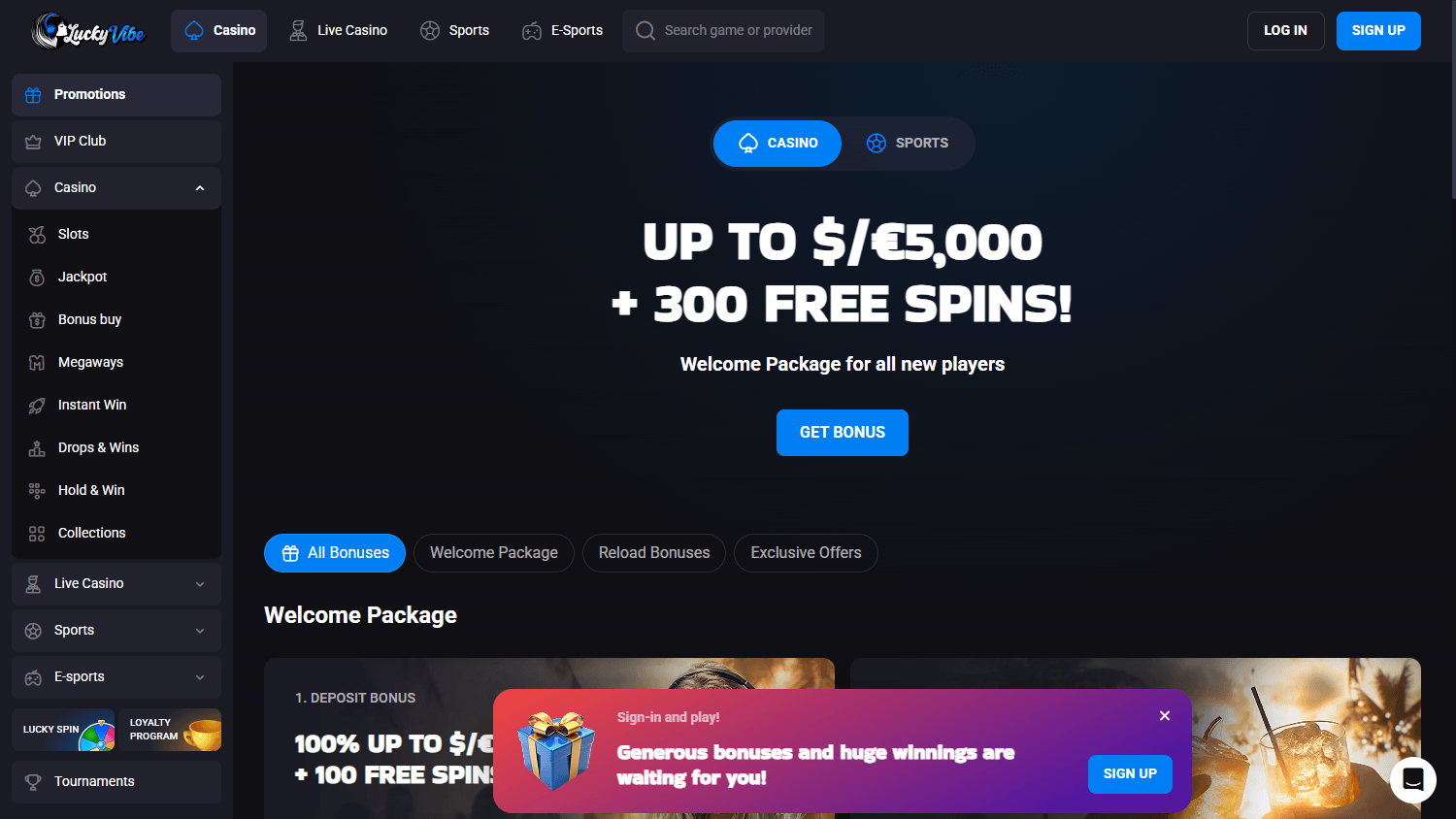 LuckyVibe Casino kampanjer