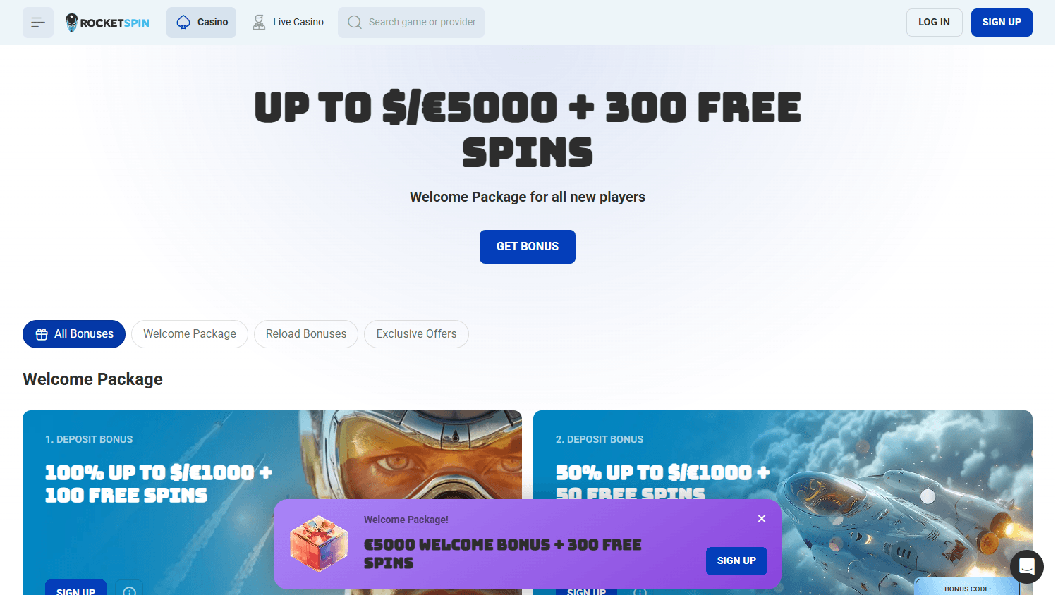 Rocket Spin Casino kampanjer