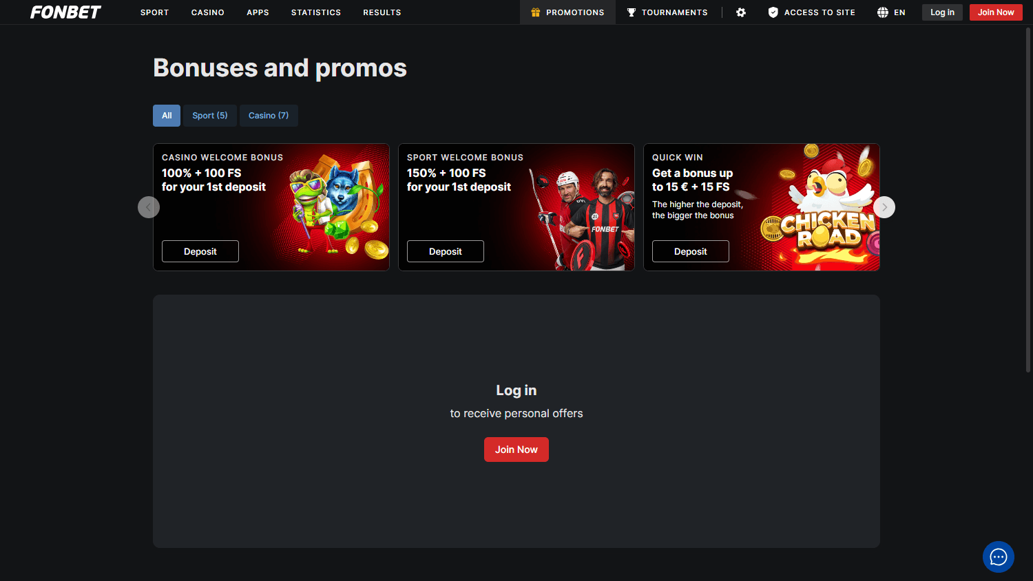 Promozioni Fonbet Casino