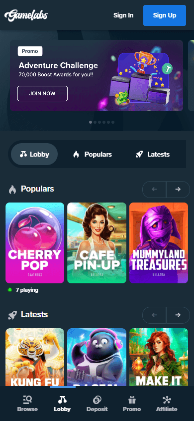 gamelabs_casino_homepage_mobile