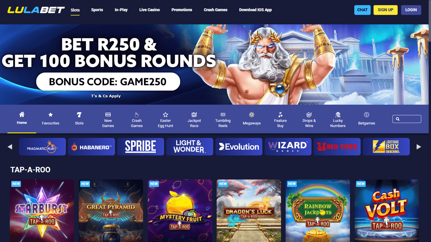 lulabet_casino_homepage_desktop