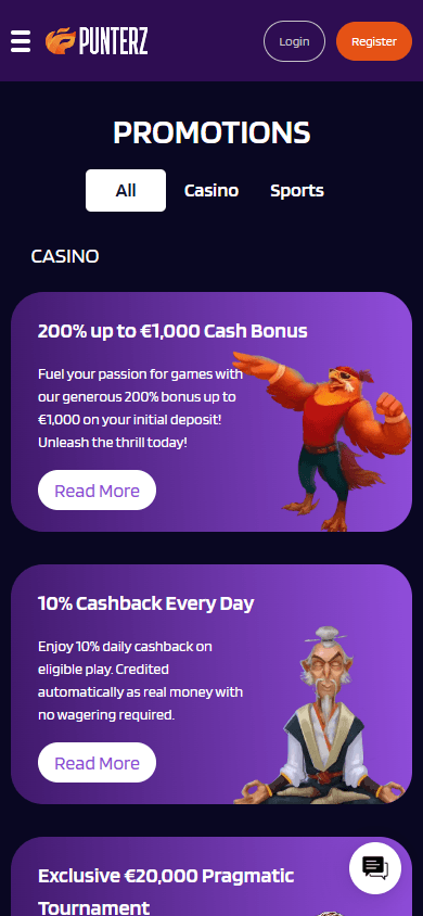 Punterz Casino mobil kampanjer