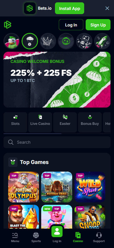 Bets.io_Casino_homepage_mobile