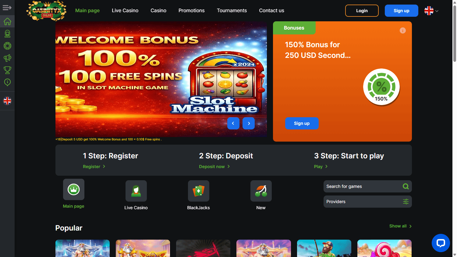 casinityx_casino_homepage_desktop