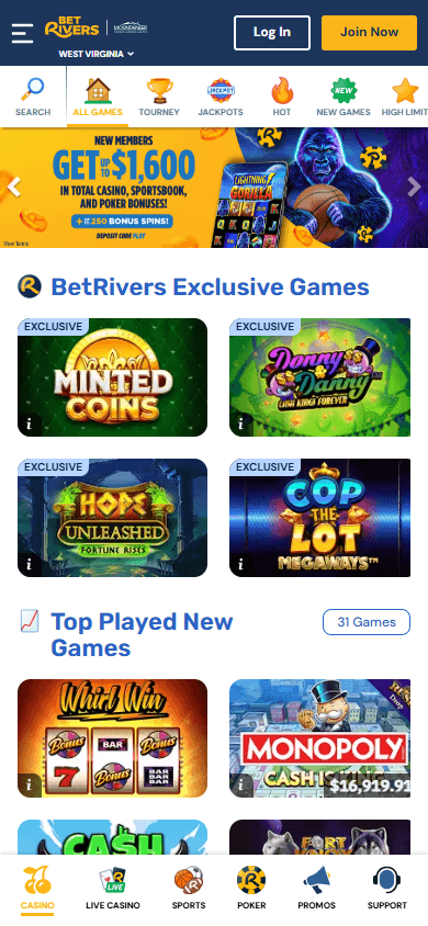 betrivers_casino_wv_homepage_mobile