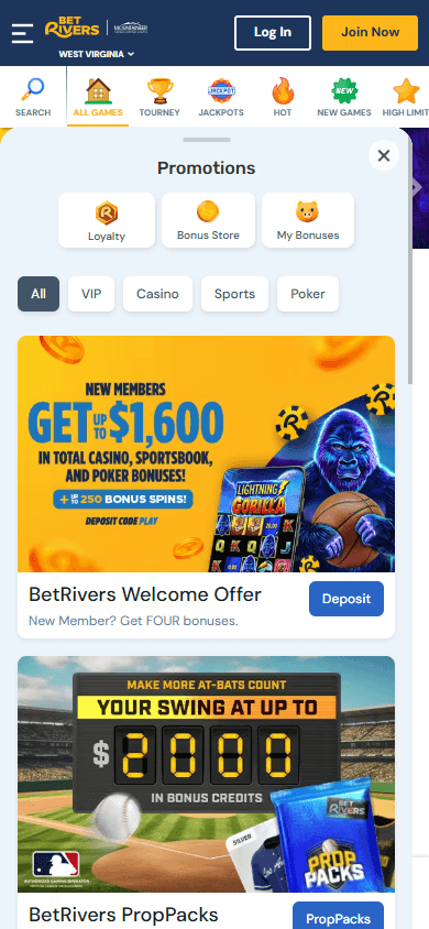 betrivers_casino_wv_promotions_mobile