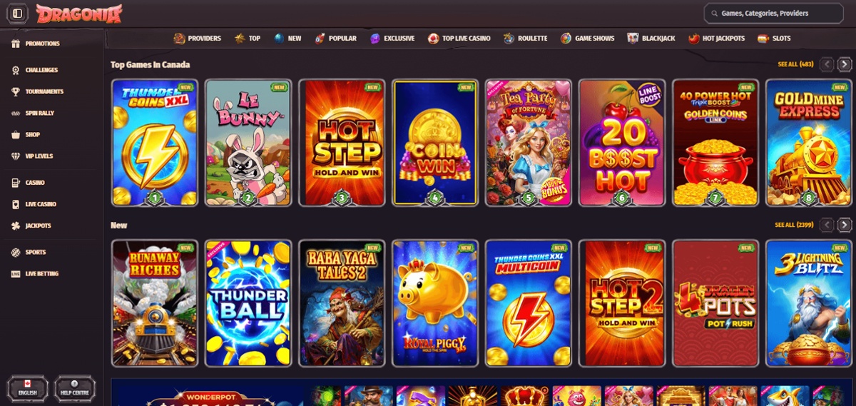 Dragonia accepts Interac casino deposits and e-Transfer withdrawals