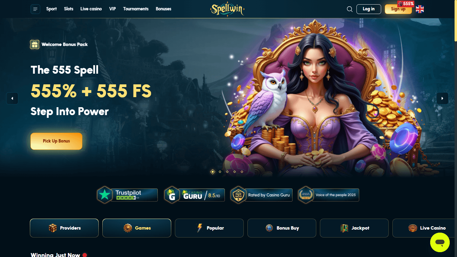 SpellWin_Casino_homepage_desktop