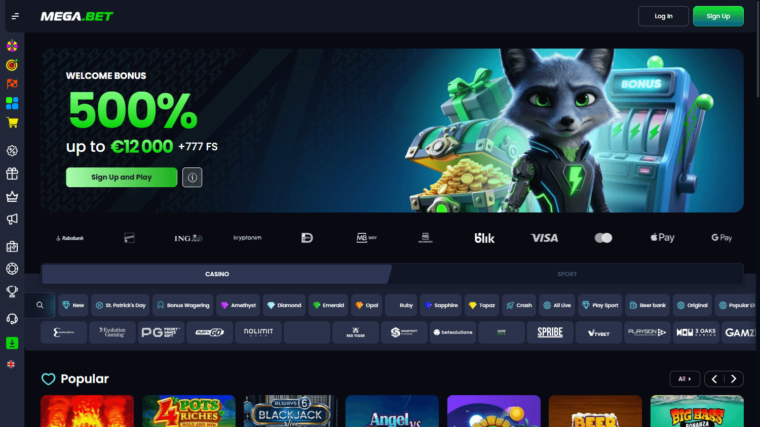 Mega.bet_Casino_homepage_desktop