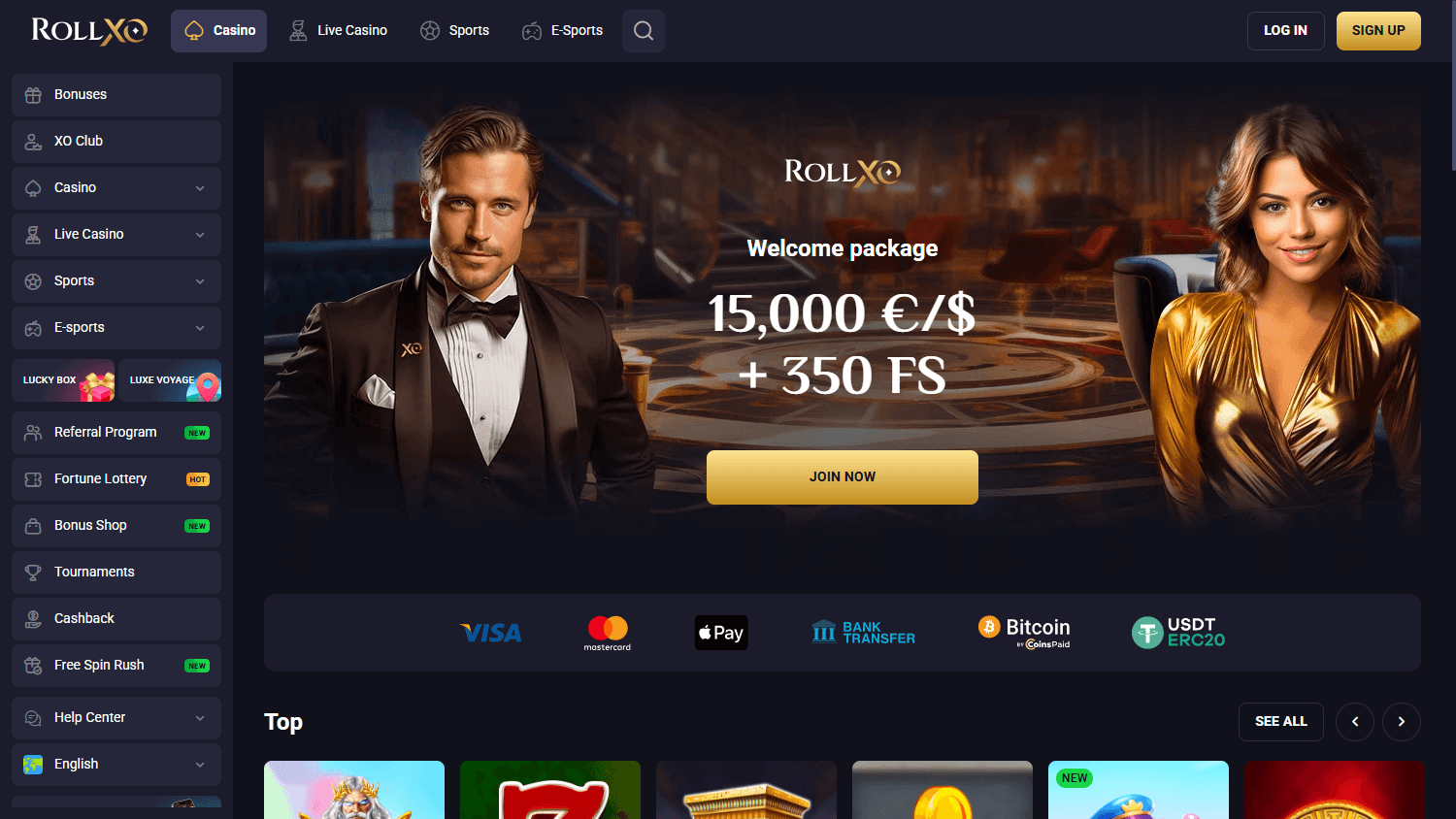 RollXO_Casino_homepage_desktop
