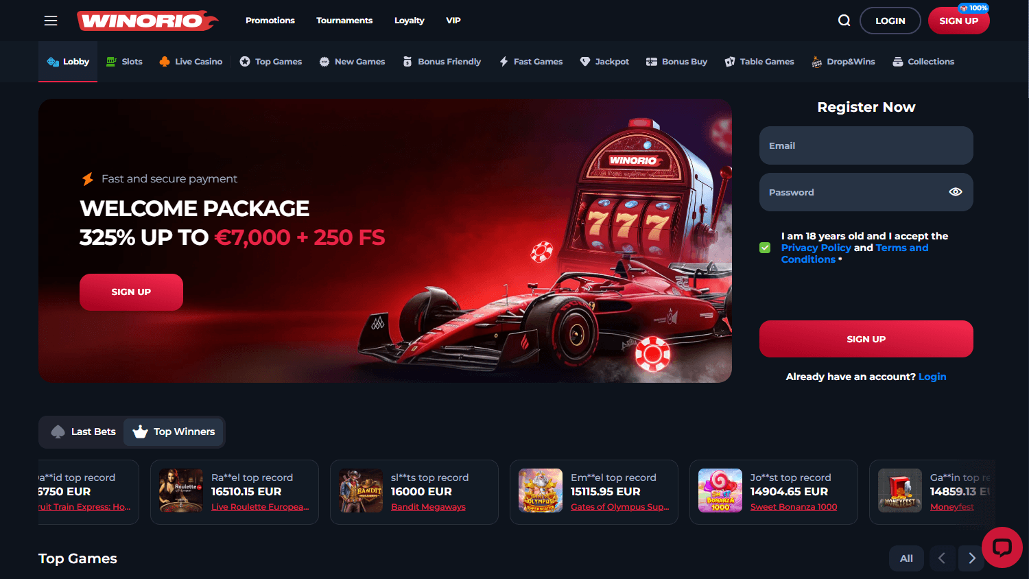 winorio_casino_homepage_desktop