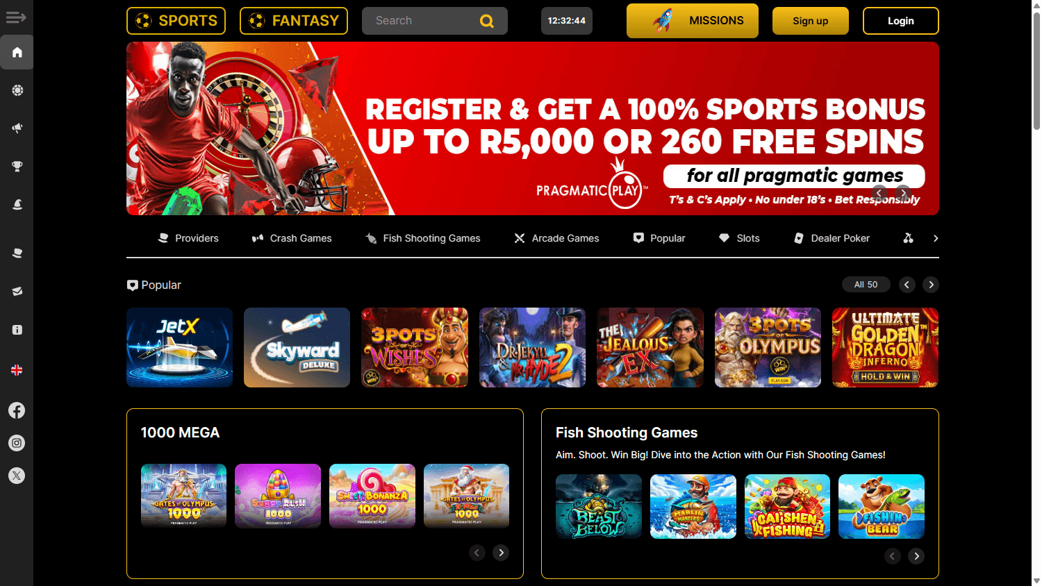 Wanejo_Bets_Casino_homepage_desktop