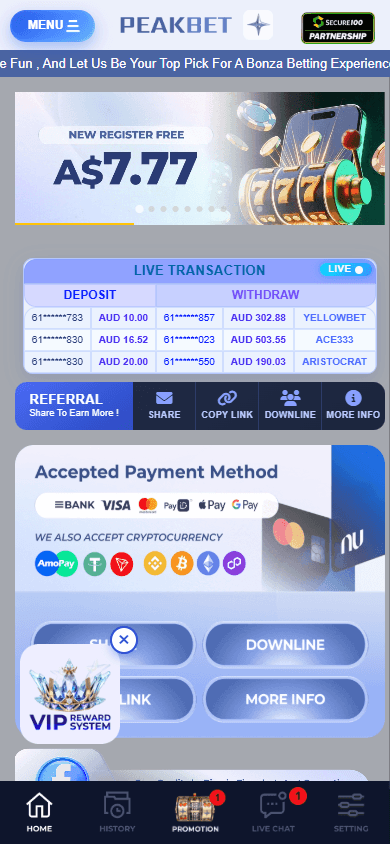 PEAKBET_Casino_homepage_mobile