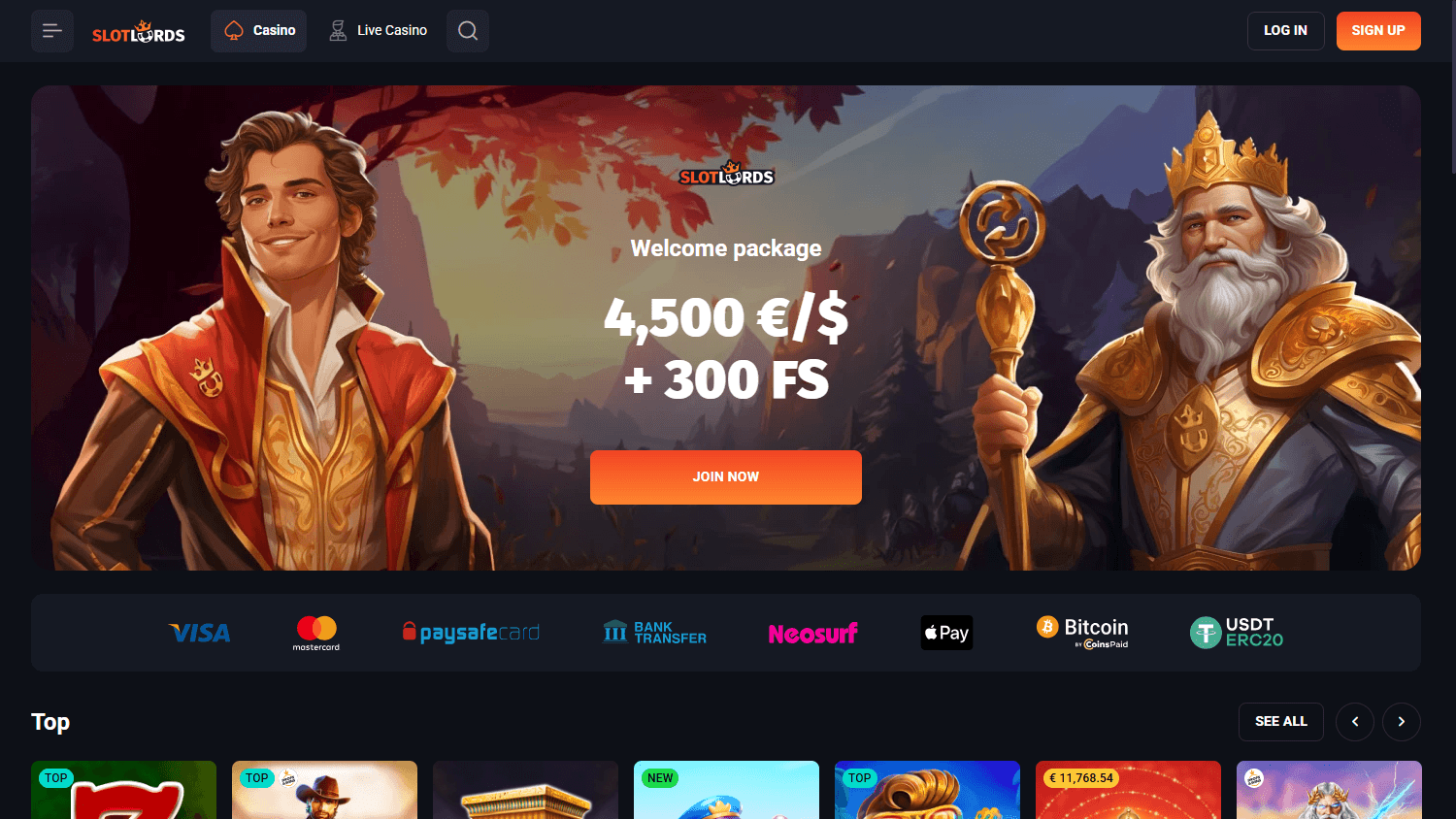 slotlords_casino_homepage_desktop