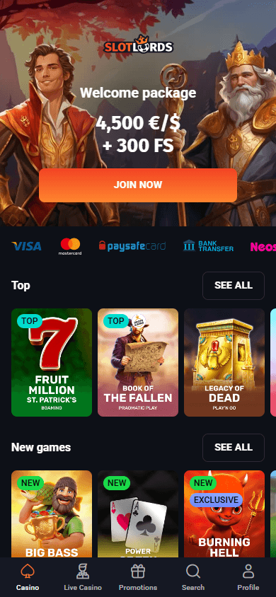 slotlords_casino_homepage_mobile