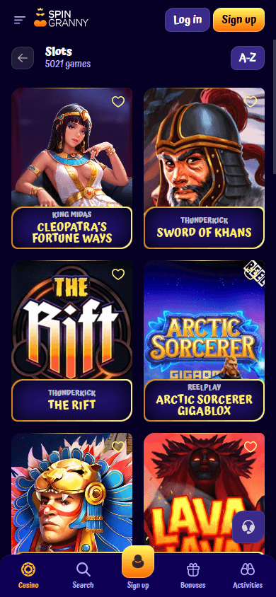 reliable registration bonus at Spingranny Casino