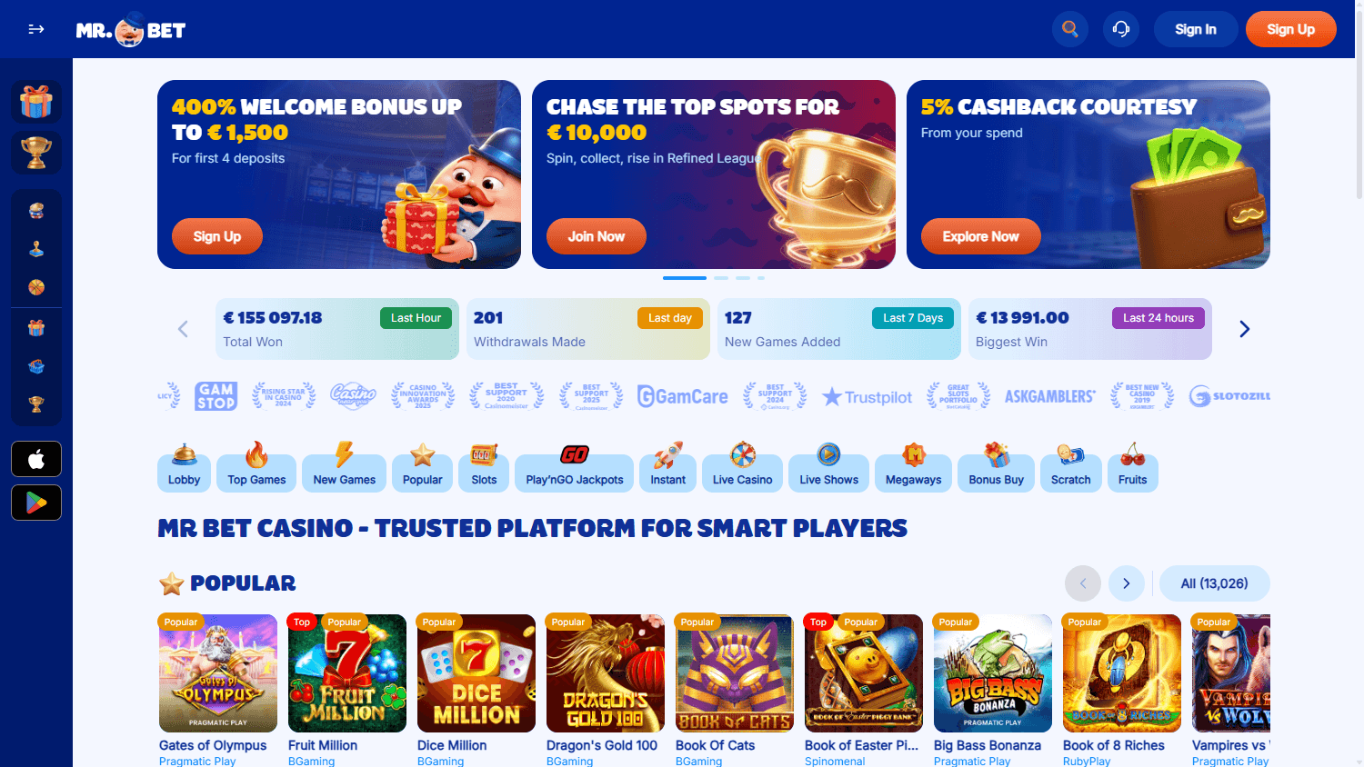 Mr_Bet_Casino_homepage_desktop