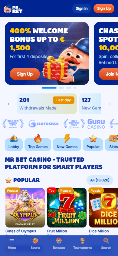 Mr_Bet_Casino_homepage_mobile
