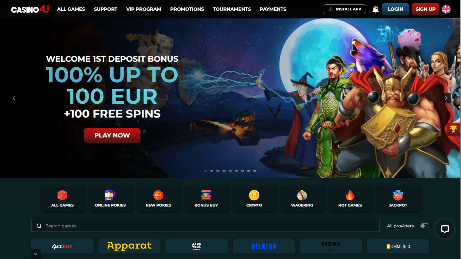Casino4u_homepage_desktop