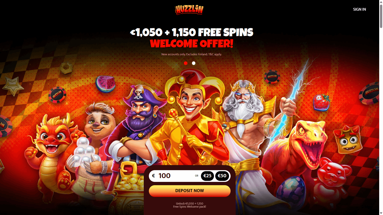 huzzlin_casino_homepage_desktop
