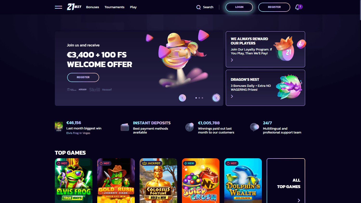 21bit_casino_homepage_desktop