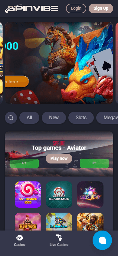 spinvibe_casino_homepage_mobile