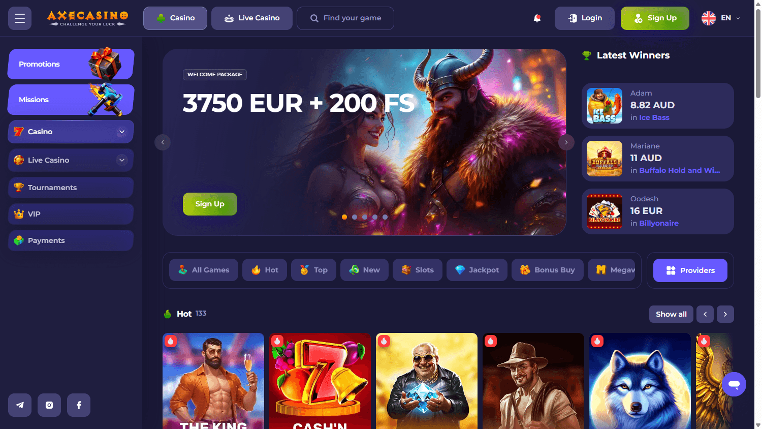 Axecasino_homepage_desktop