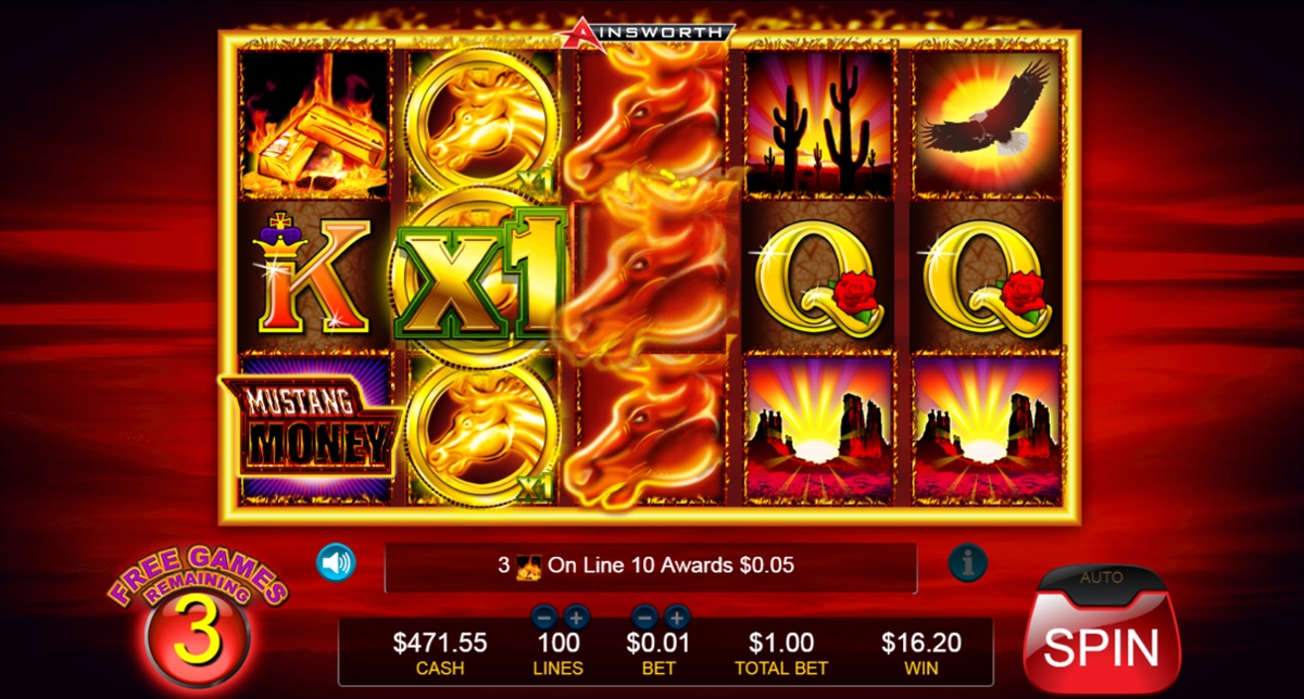 Mustang Money free spins wilds win